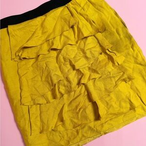 BCBGMaxAzria Yellow Ruffled Mini Skirt